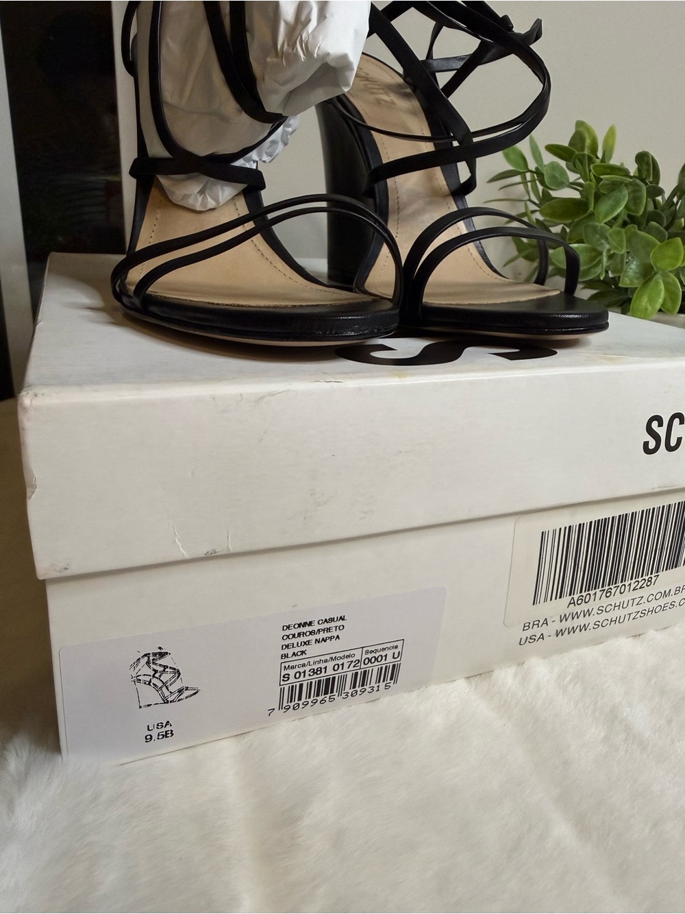 NWT - SCHUTZ Black Strappy Ankle-Tie Wedge Sandals - Size 9.5 - Picture 2 of 9
